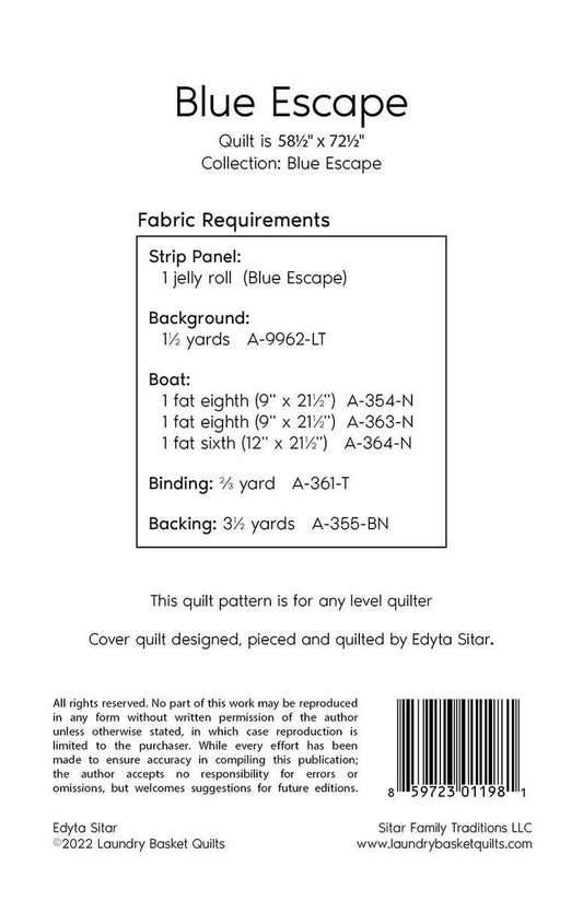Laundry Basket Quilts Blue Escape Quilt Pattern Finished Size: 58.5'X72.5"