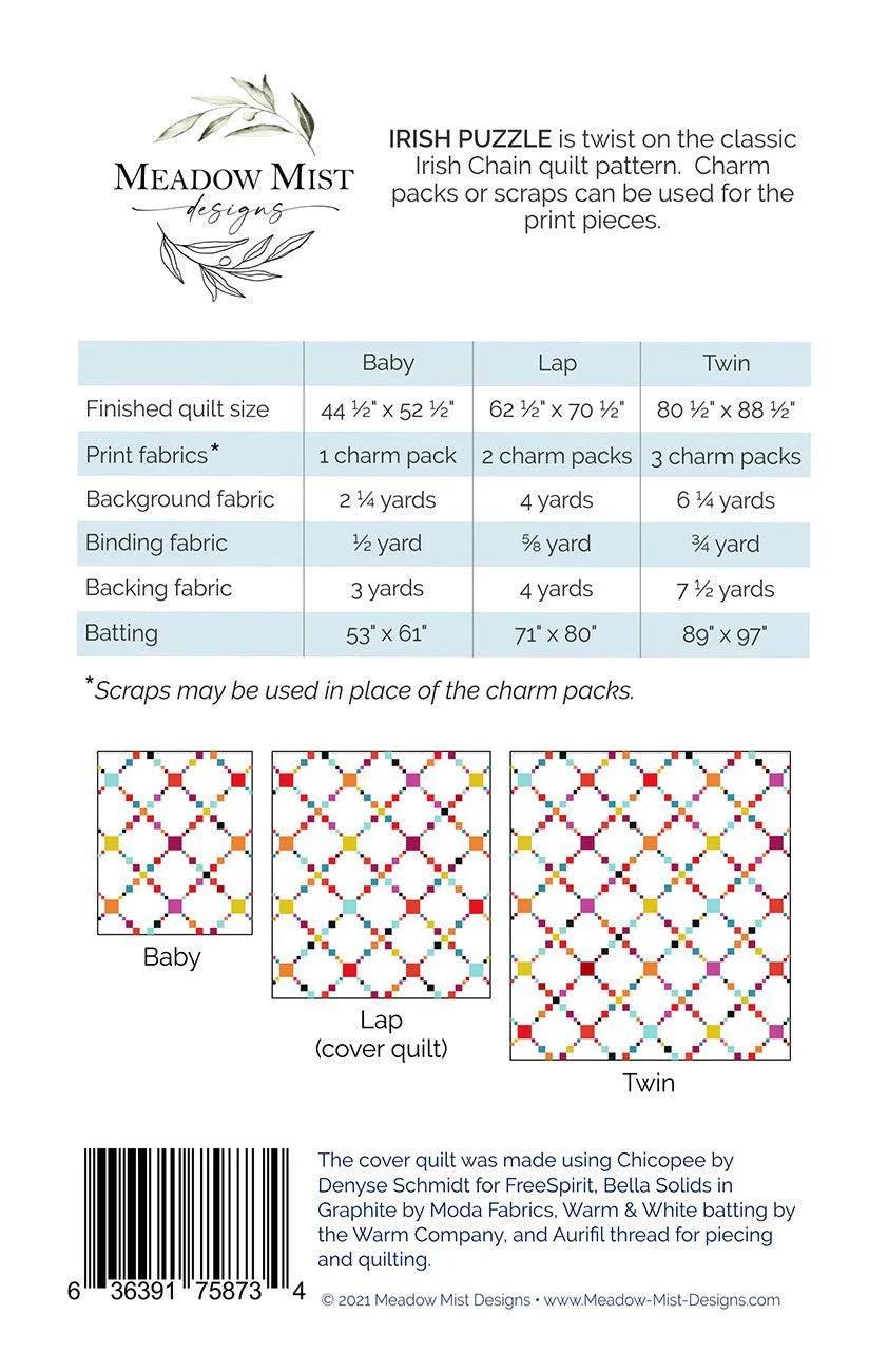 Meadow Mist Designs Irish Puzzle Quilt Pattern - 3 Size Variations Per Pattern