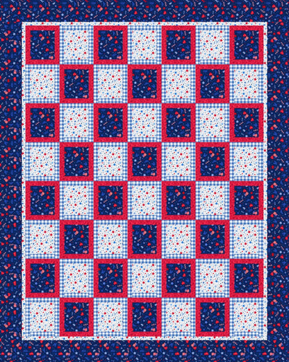 LIMITED EDITION!! Fabric Cafe Block Party Quilt Kit Featuring Lewis & Irene Americana Fabric Collection Finished Size: 59"x74"