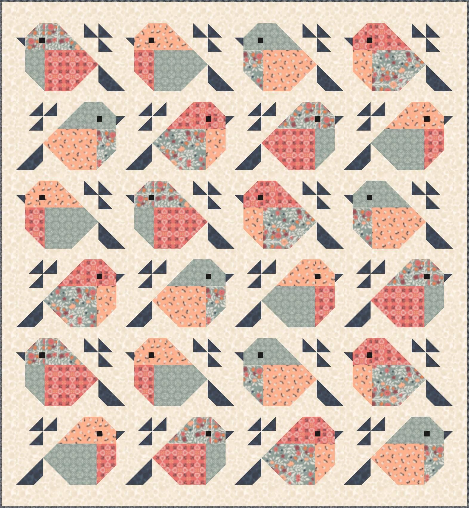Pen + Paper Patterns Sparrows Quilt Pattern Finished Size: 65.5”x71” (Optional Fineline Glue Tip Sets)