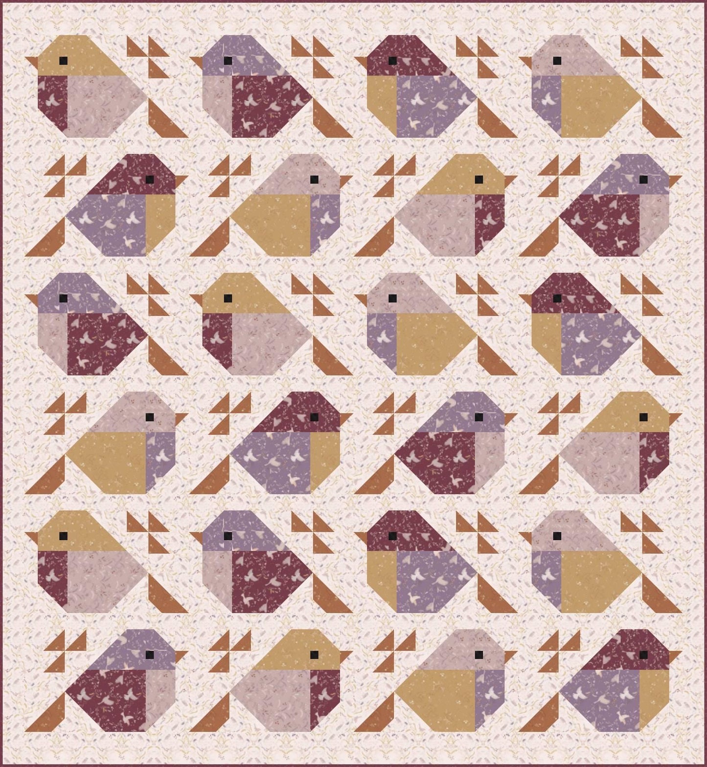 LIMITED EDITION Pen + Paper Patterns Sparrows Quilt Kit Featuring Lewis & Irene Meadowside Fabric Collection Finished Size: 65.5”x71”