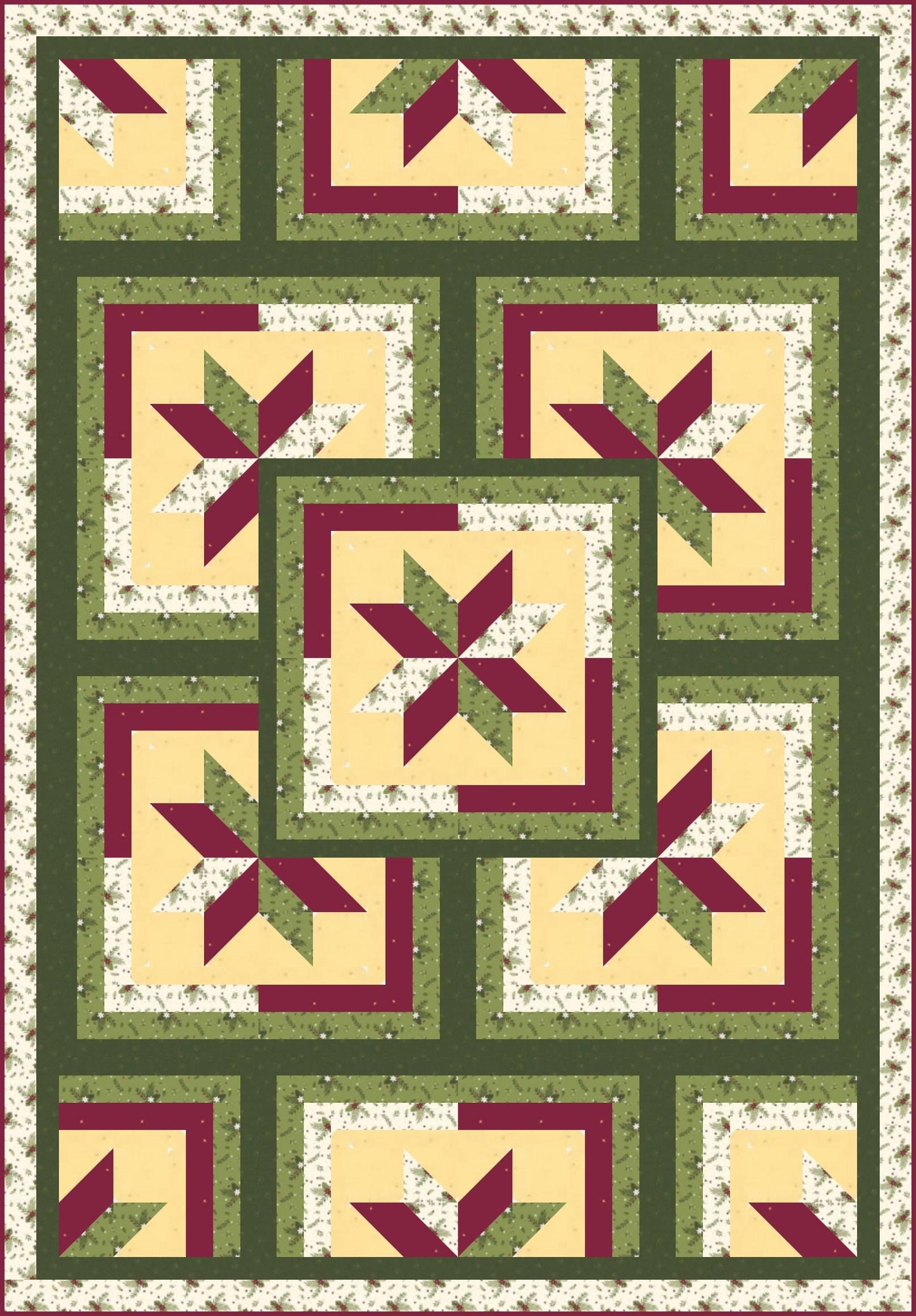LAST ONE!! Limited Edition Fabric Cafe Zenith Quilt Kit Featuring Riley Blake Silent Night Fabric Collection Finished Size: 50"x72"