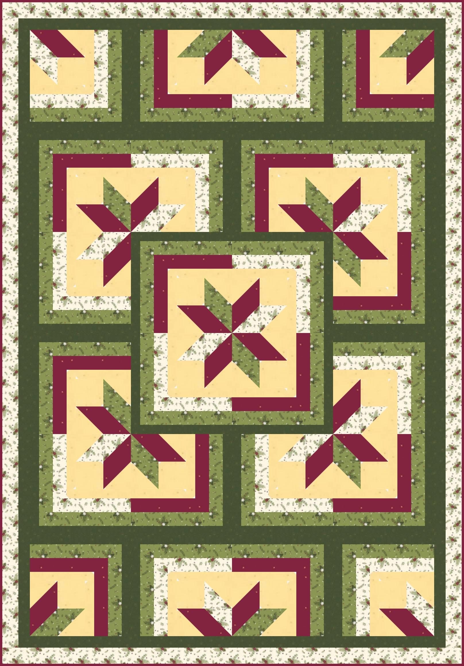 LAST ONE!! Limited Edition Fabric Cafe Zenith Quilt Kit Featuring Riley Blake Silent Night Fabric Collection Finished Size: 50"x72"