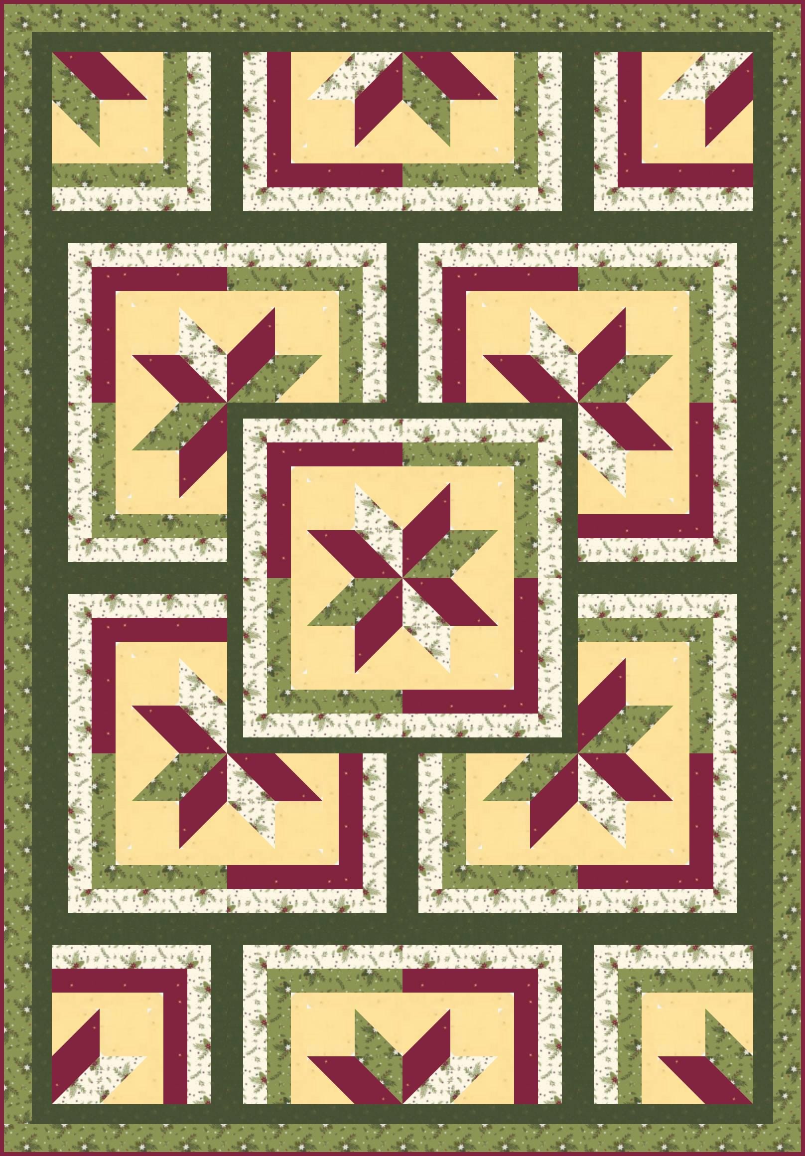 LAST ONE!! Limited Edition Fabric Cafe Zenith Quilt Kit Featuring Riley Blake Silent Night Fabric Collection Finished Size: 50"x72"