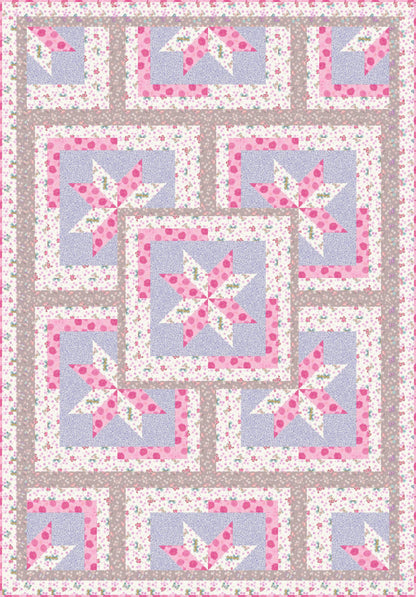LIMITED EDITION!! Fabric Cafe Zenith Quilt Kit Featuring Lewis & Irene Love Blooms Fabric Collection Finished Size: 50"x72"