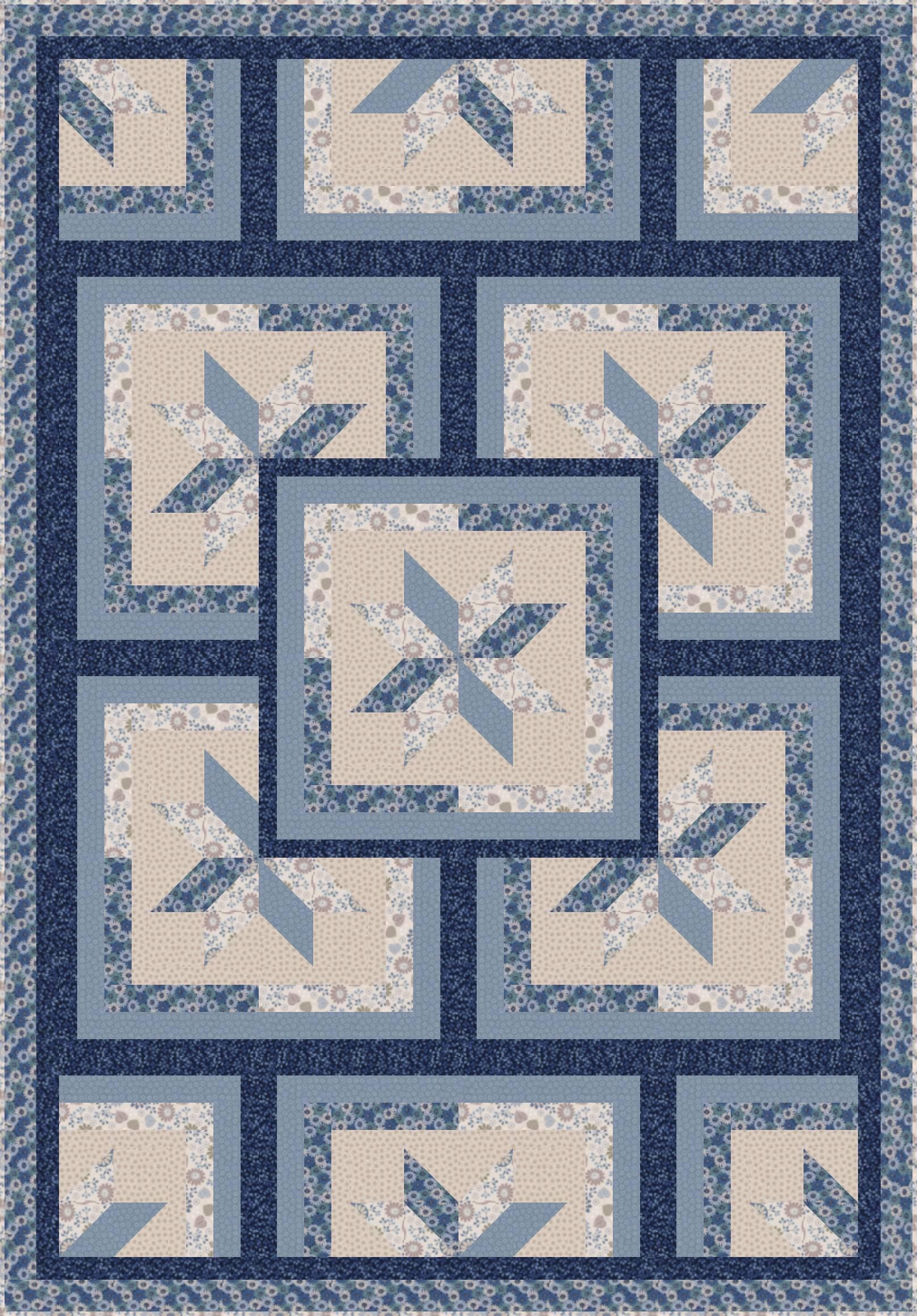 LIMITED EDITION!! Fabric Cafe Zenith Quilt Kit Featuring Lewis & Irene Shinrin Yoku Fabric Collection Finished Size: 50"x72"