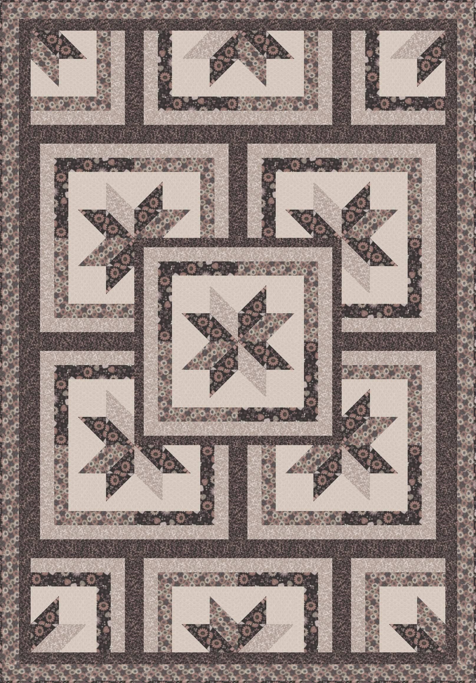 LIMITED EDITION!! Fabric Cafe Zenith Quilt Kit Featuring Lewis & Irene Shinrin Yoku Fabric Collection Finished Size: 50"x72"