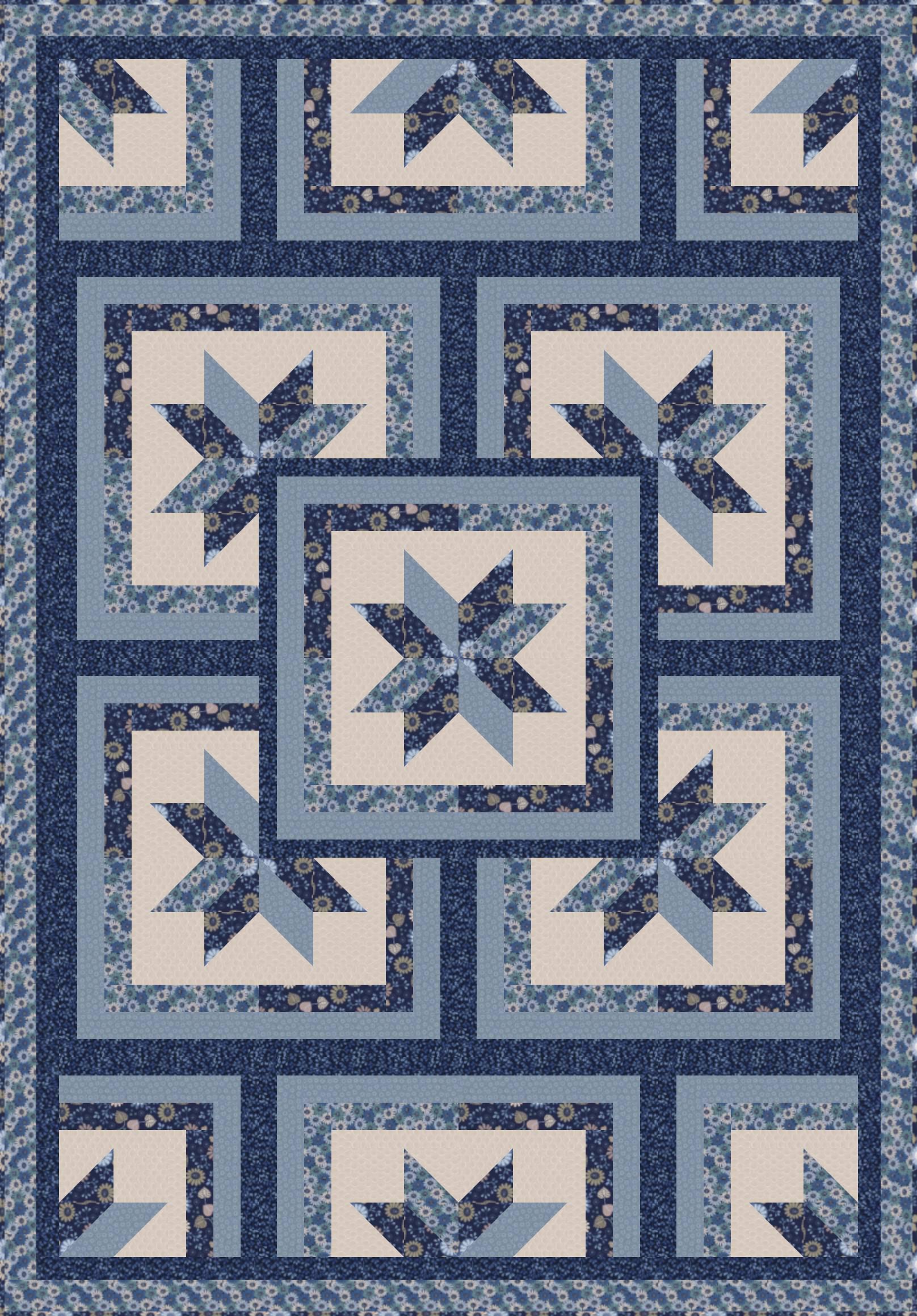 LIMITED EDITION!! Fabric Cafe Zenith Quilt Kit Featuring Lewis & Irene Shinrin Yoku Fabric Collection Finished Size: 50"x72"