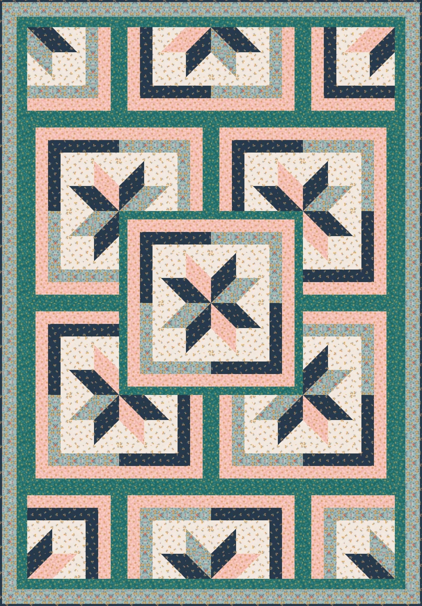 LIMITED EDITION!! Fabric Cafe Zenith Quilt Kit Featuring Lewis & Irene Wintertide Fabric Collection Finished Size: 50"x72"