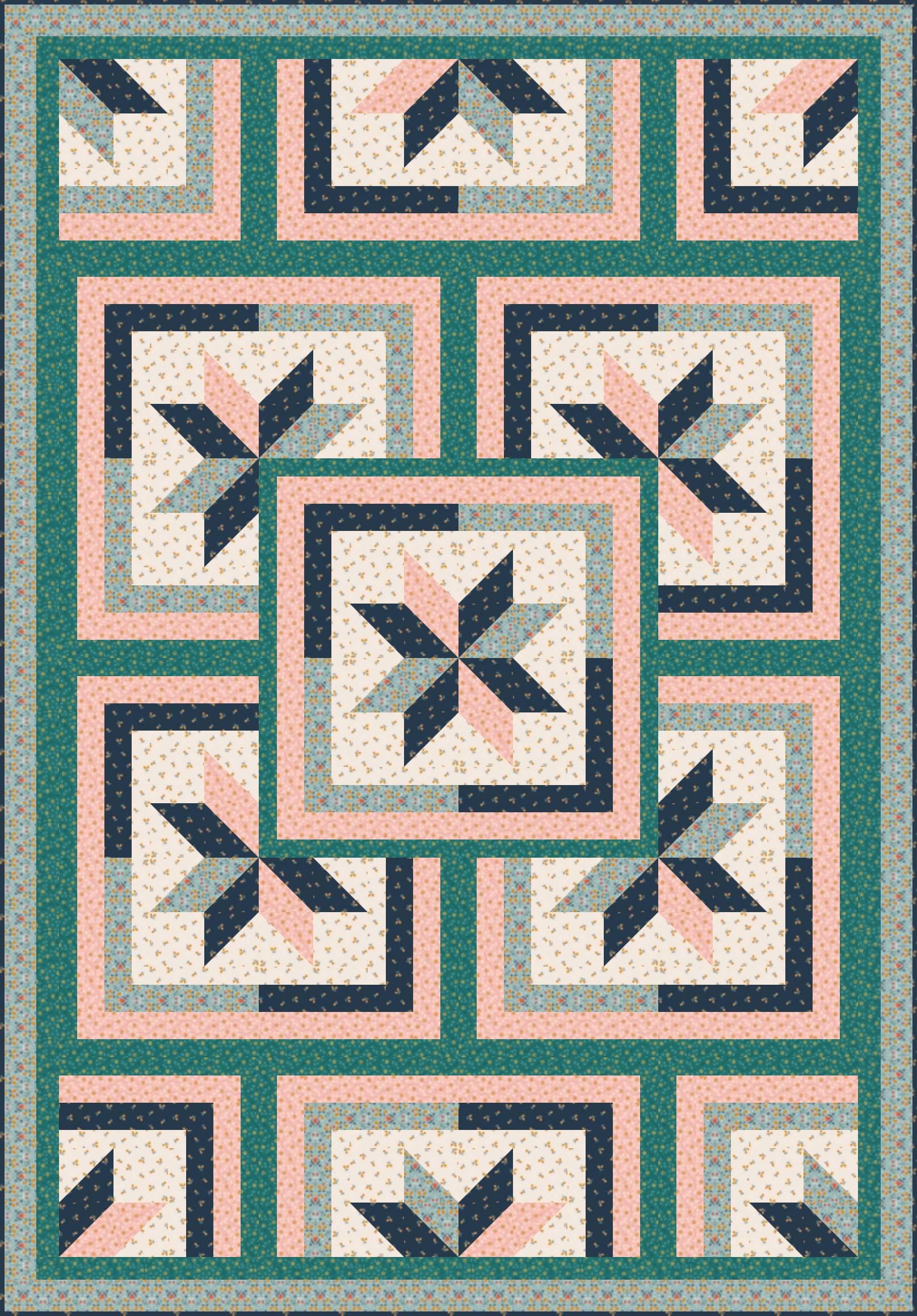 LIMITED EDITION!! Fabric Cafe Zenith Quilt Kit Featuring Lewis & Irene Wintertide Fabric Collection Finished Size: 50"x72"