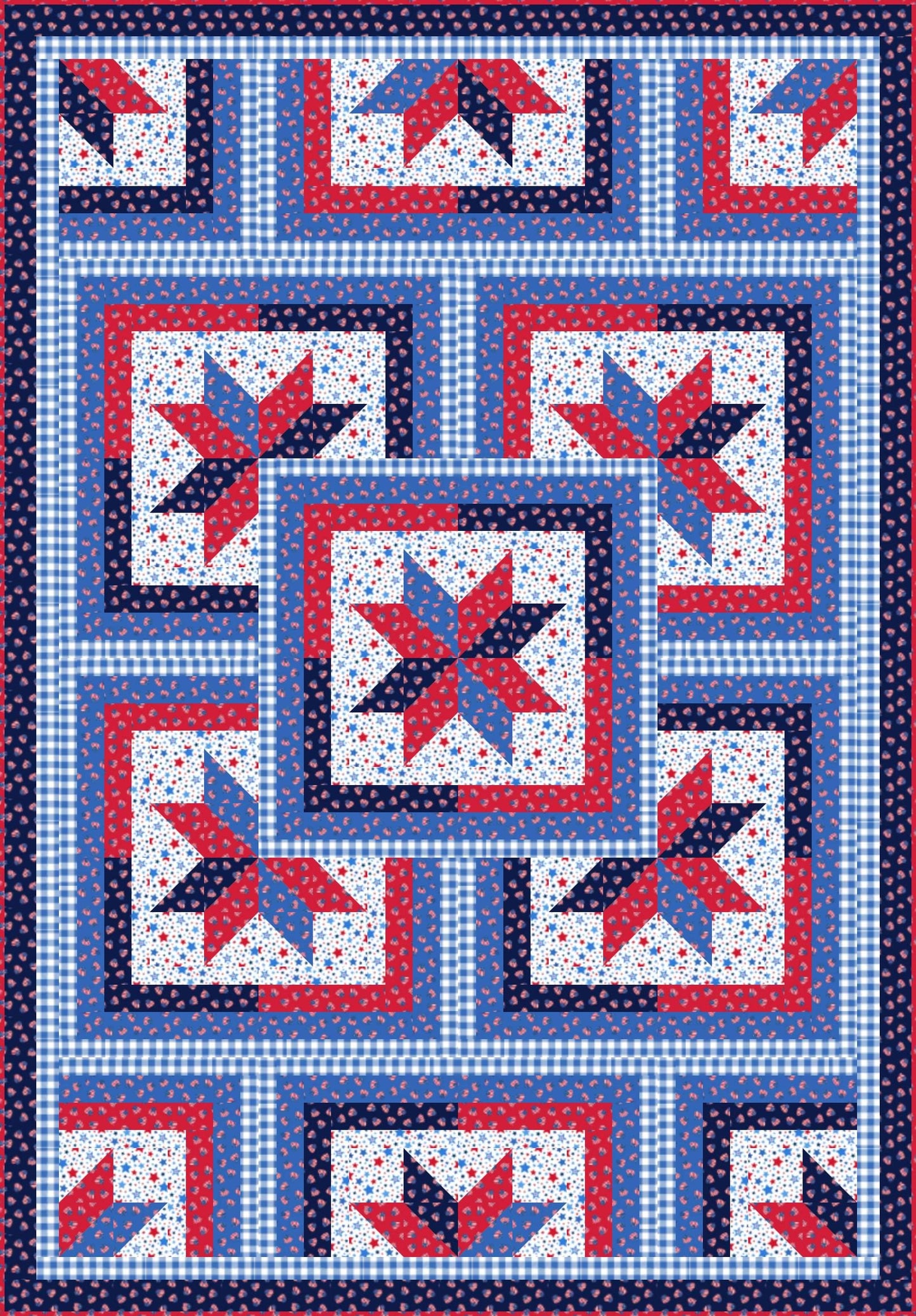 LIMITED EDITION!! Fabric Cafe Zenith Quilt Kit Featuring Lewis & Irene Americana Fabric Collection Finished Size: 50"x72"