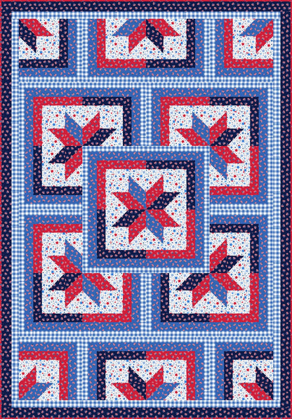 LIMITED EDITION!! Fabric Cafe Zenith Quilt Kit Featuring Lewis & Irene Americana Fabric Collection Finished Size: 50"x72"