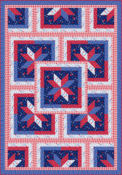 LIMITED EDITION!! Fabric Cafe Zenith Quilt Kit Featuring Lewis & Irene Americana Fabric Collection Finished Size: 50"x72"