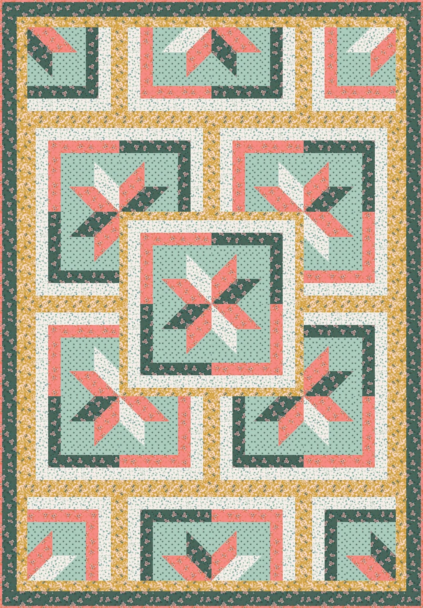 LIMITED EDITION!! Fabric Cafe Zenith Quilt Kit Featuring Riley Blake Porch Swing Fabric Collection Finished Size: 50"x72"