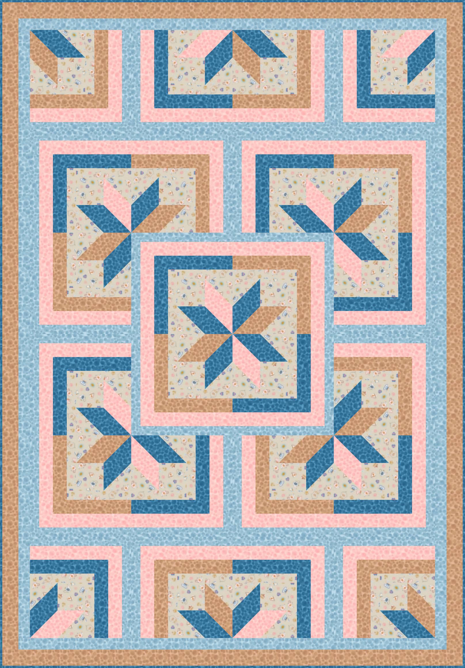 LIMITED EDITION!! Fabric Cafe Zenith Quilt Kit Featuring Lewis & Irene Jubilee Fabric Collection Finished Size: 50"x72"