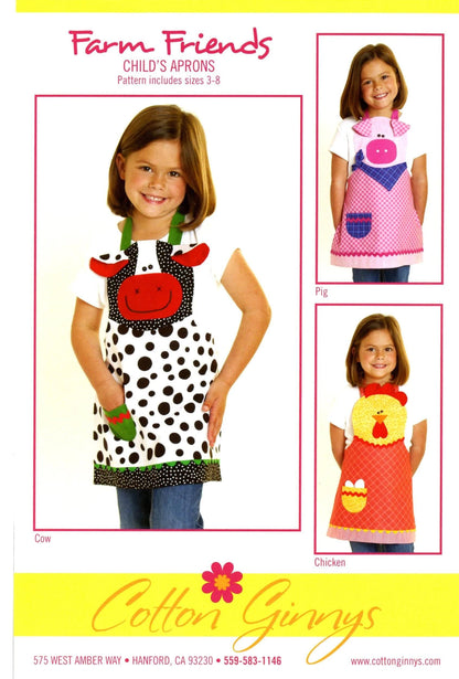 Cotton Ginny's Farm Friends Child's Aprons Pattern