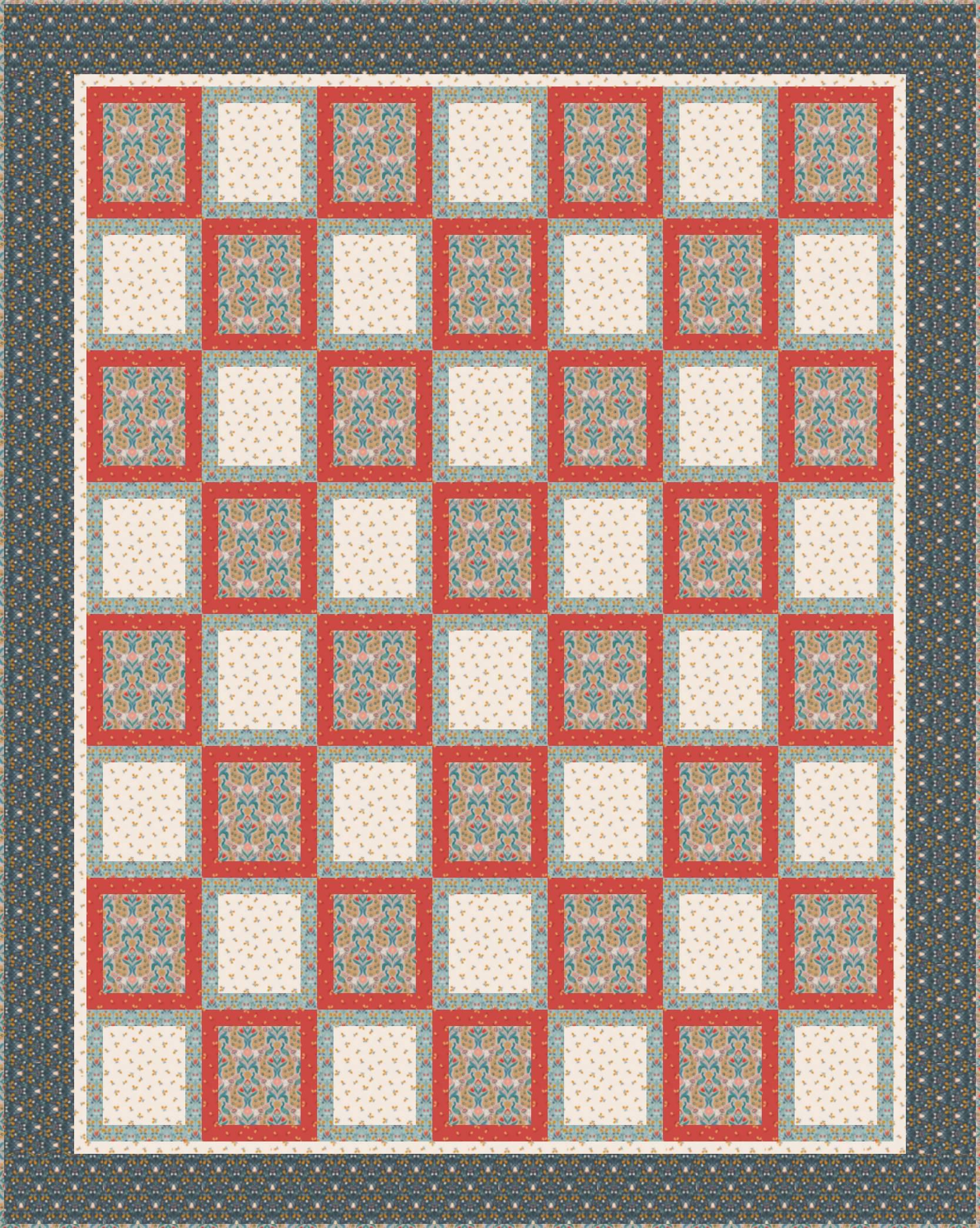 LIMITED EDITION!! Fabric Cafe Block Party Quilt Kit Featuring Lewis & Irene Wintertide Fabric Collection Finished Size: 59"x74"