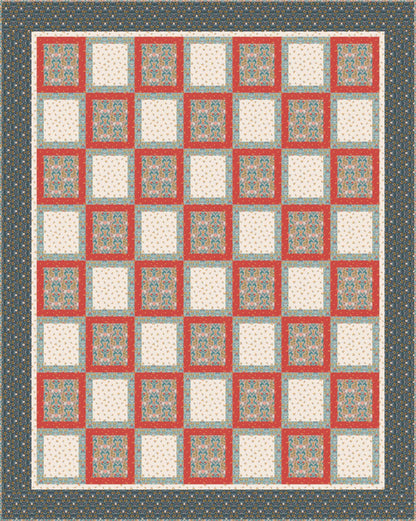 LIMITED EDITION!! Fabric Cafe Block Party Quilt Kit Featuring Lewis & Irene Wintertide Fabric Collection Finished Size: 59"x74"