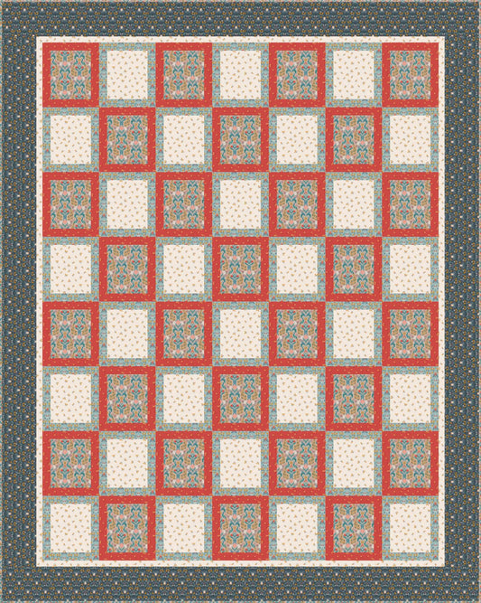 LIMITED EDITION!! Fabric Cafe Block Party Quilt Kit Featuring Lewis & Irene Wintertide Fabric Collection Finished Size: 59"x74"
