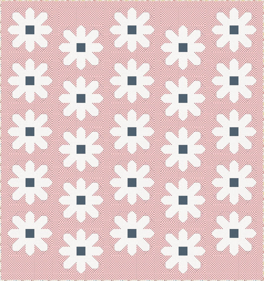 Pen + Paper Patterns Fresh as a Daisy Quilt Kit Featuring Poppie Cotton Sunshine & Chamomile Fabric Collection Finished Size: 59.5"x63.5"