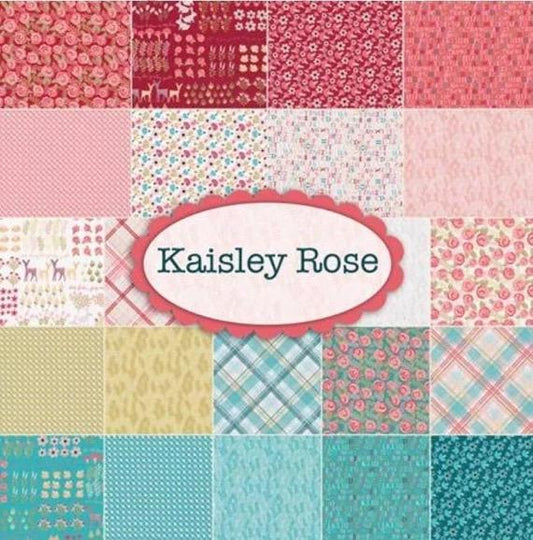Poppie Cotton Kaisley Rose Fabric Collection Sophia on White Premium 100% Cotton Fabrics