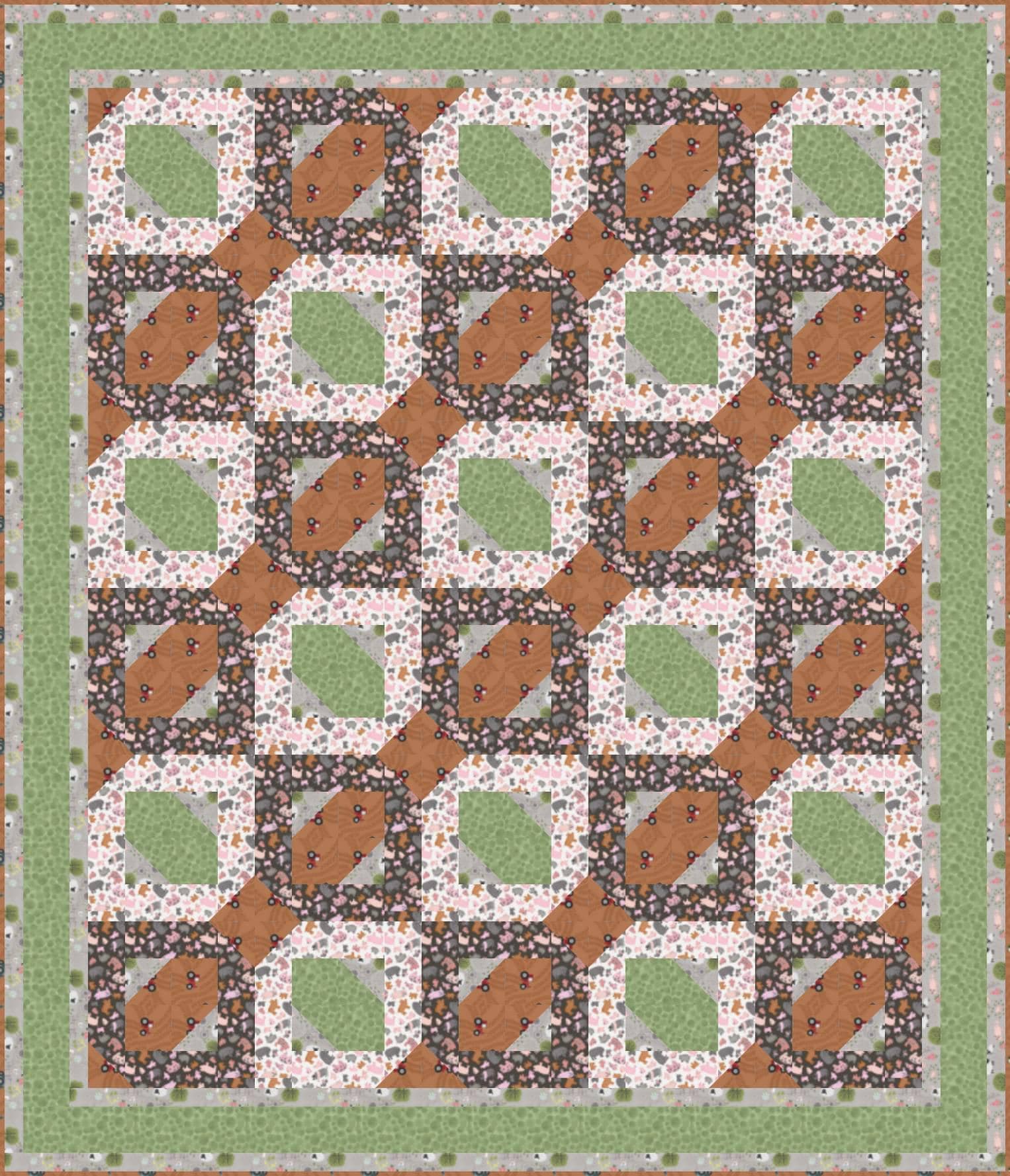 LIMITED EDITION!! Fabric Cafe Passage Quilt Kit Featuring Lewis & Irene Piggy Tails Fabric Collection Finished Size: 54”x63"