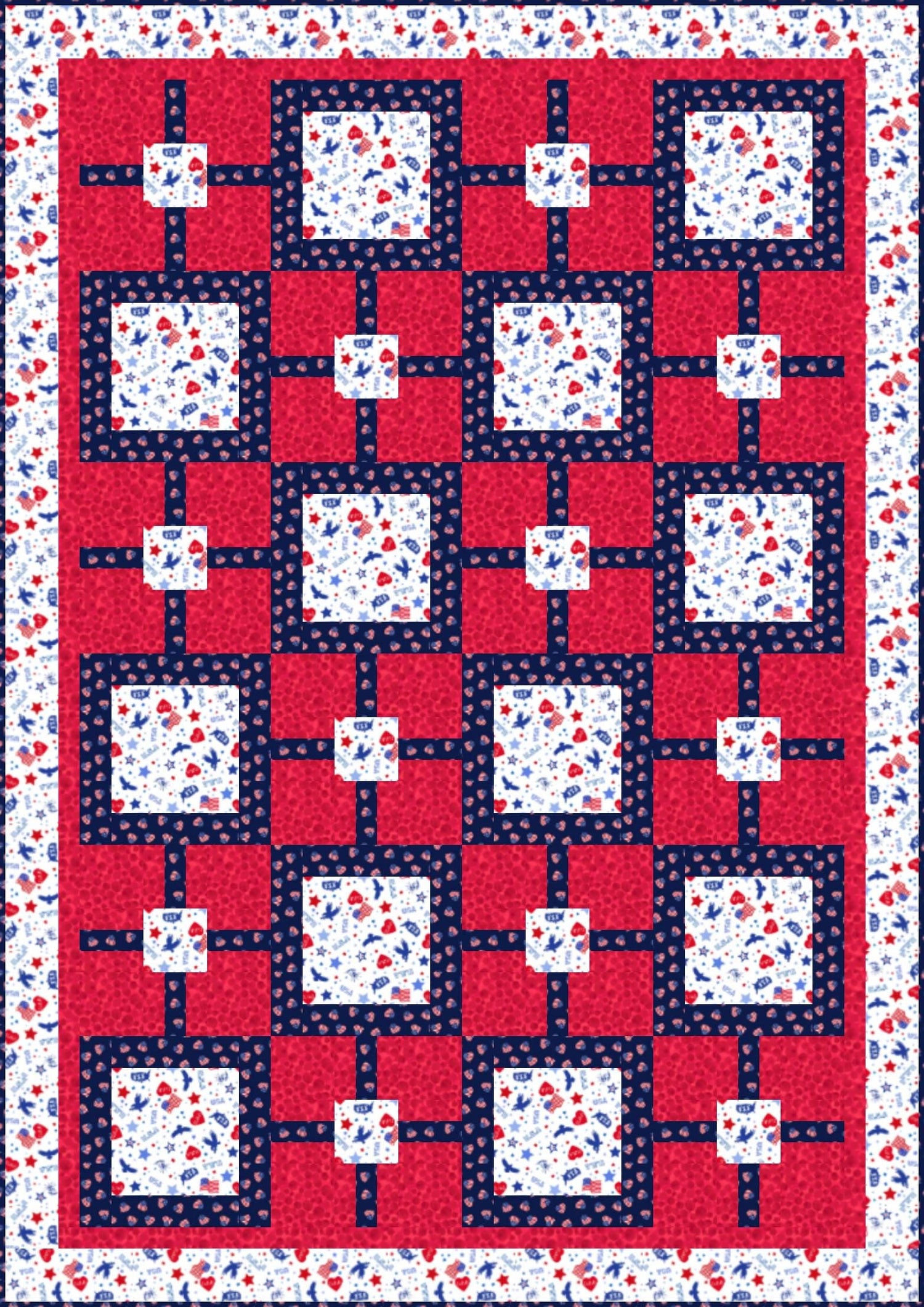 LIMITED EDITION!! Fabric Cafe Valor Quilt Kit Featuring Lewis & Irene Americana Fabric Collection Finished Size: 43.5"x61.5"