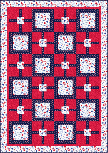LIMITED EDITION!! Fabric Cafe Valor Quilt Kit Featuring Lewis & Irene Americana Fabric Collection Finished Size: 43.5"x61.5"