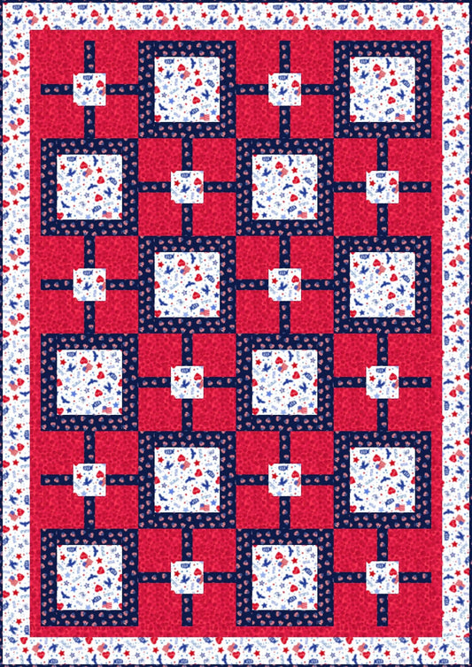 LIMITED EDITION!! Fabric Cafe Valor Quilt Kit Featuring Lewis & Irene Americana Fabric Collection Finished Size: 43.5"x61.5"