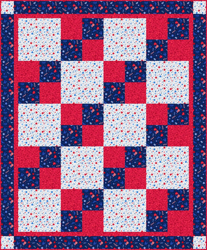 LIMITED EDITION!! Fabric Cafe Sew Quick Quilt Kit Featuring Lewis & Irene Americana Fabric Collection Finished Size: 48.5"x58.5"