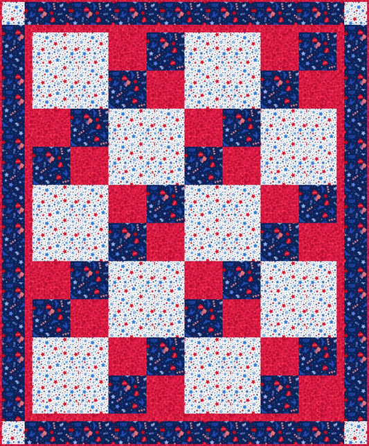 LIMITED EDITION!! Fabric Cafe Sew Quick Quilt Kit Featuring Lewis & Irene Americana Fabric Collection Finished Size: 48.5"x58.5"