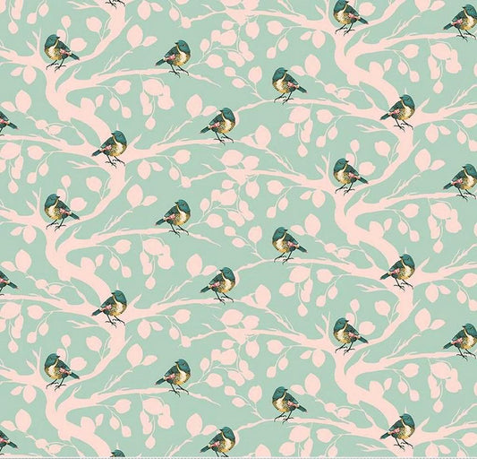 LAST BOLT!! Riley Blake Porch Swing Fabric Collection Birds and Branches on Mint Premium 100% Cotton Quilt Shop Quality Fabrics
