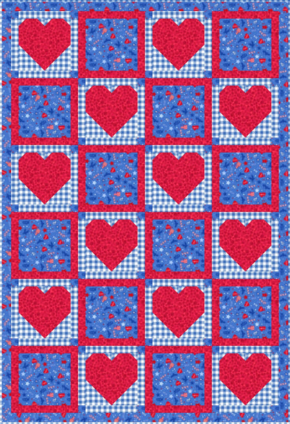 LIMITED EDITION!! Fabric Cafe Amore Quilt Kit Featuring Lewis & Irene Americana Fabric Collection Finished Size: 39"x57"