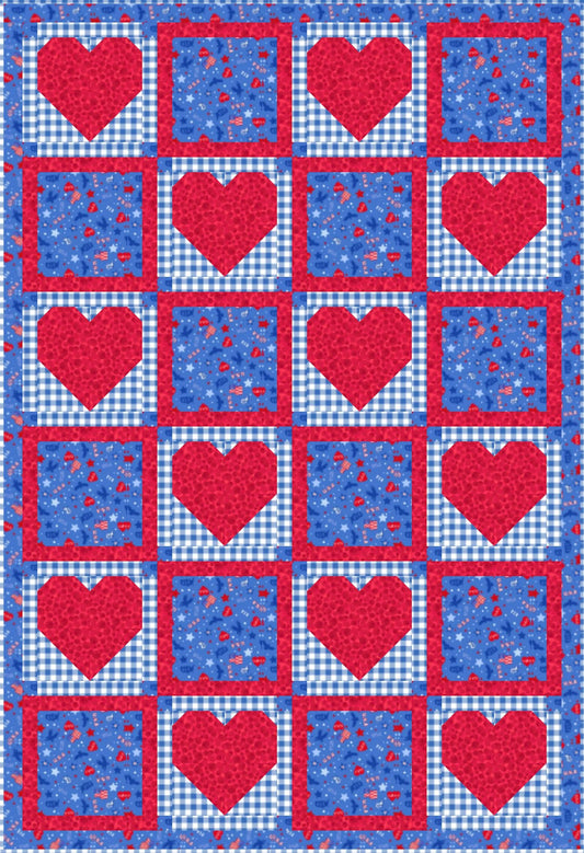 LIMITED EDITION!! Fabric Cafe Amore Quilt Kit Featuring Lewis & Irene Americana Fabric Collection Finished Size: 39"x57"