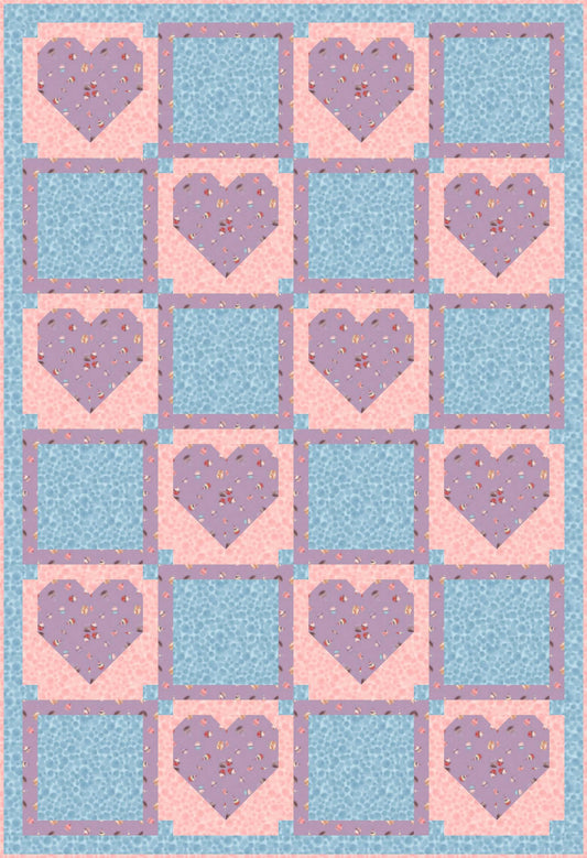 LIMITED EDITION!! Fabric Cafe Amore Quilt Kit Featuring Lewis & Irene Small Things Sweet Fabric Collection Finished Size: 39"x57"