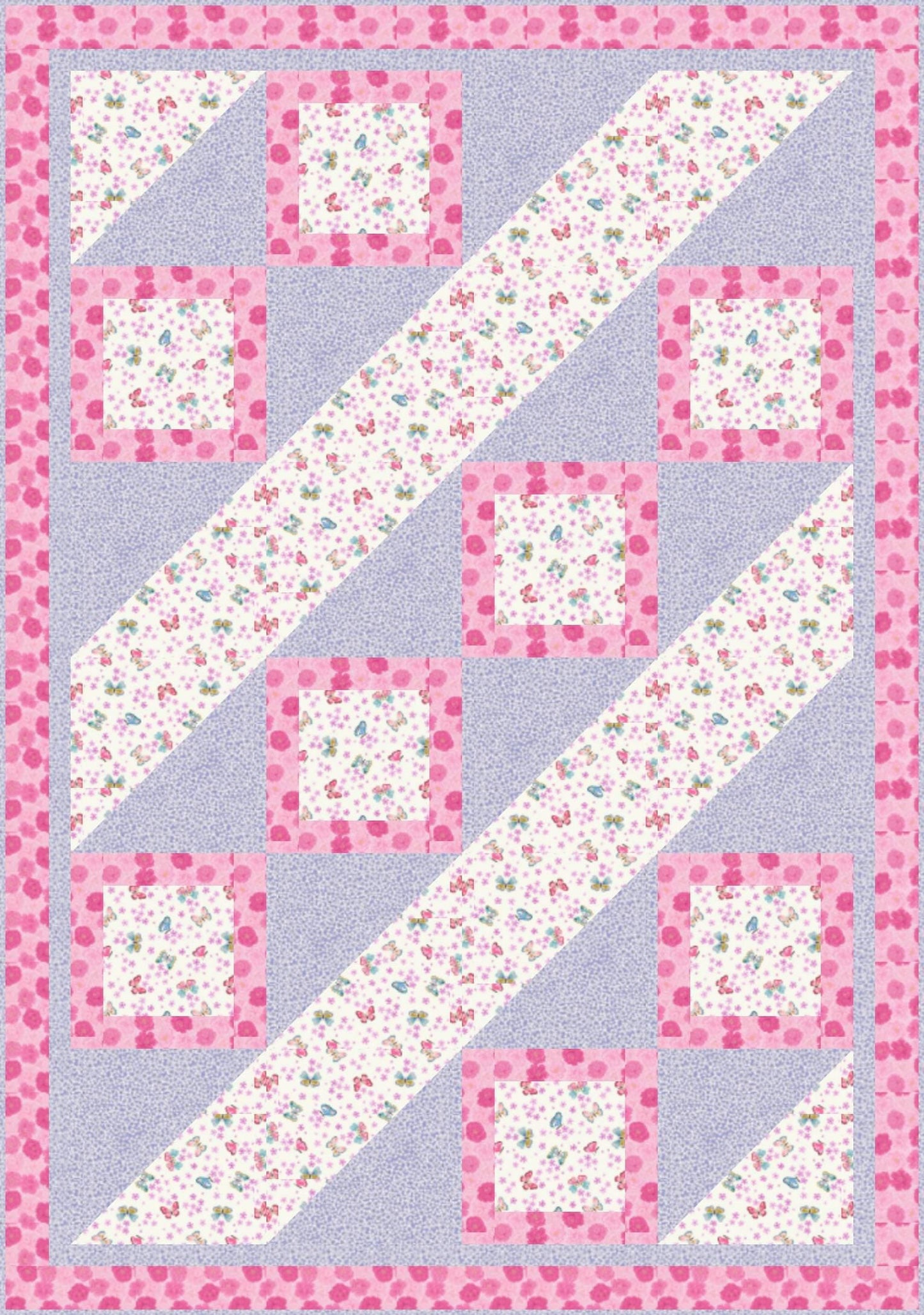LIMITED EDITION!! Fabric Cafe Ashford Square Quilt Kit Featuring Lewis & Irene Love Blooms Fabric Collection Finished Size: 42.5"x60.5"