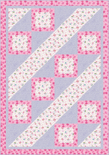 LIMITED EDITION!! Fabric Cafe Ashford Square Quilt Kit Featuring Lewis & Irene Love Blooms Fabric Collection Finished Size: 42.5"x60.5"