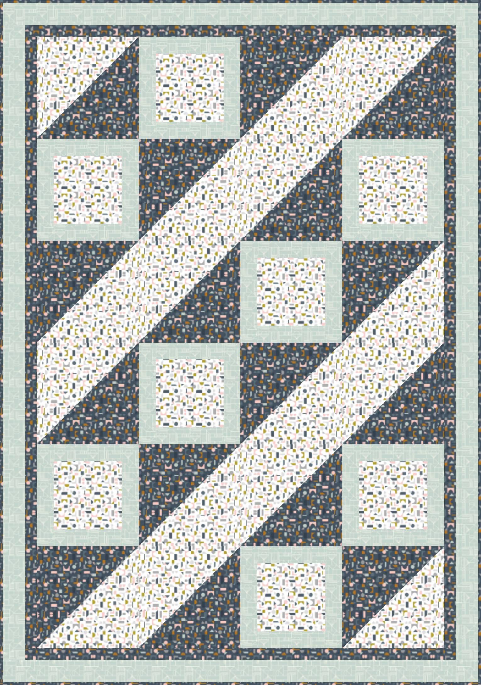 LIMITED EDITION Fabric Cafe Ashford Square Quilt Kit Featuring Lewis & Irene Forme Fabric Collection Finished Size: 42.5"x60.5"