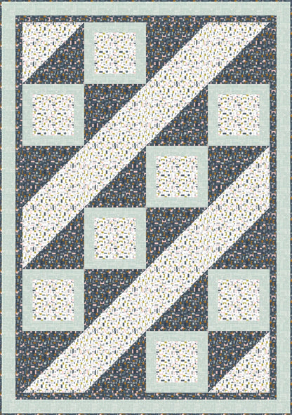 LIMITED EDITION Fabric Cafe Ashford Square Quilt Kit Featuring Lewis & Irene Forme Fabric Collection Finished Size: 42.5"x60.5"