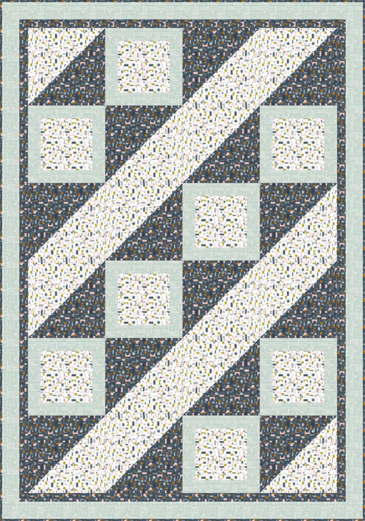 LIMITED EDITION Fabric Cafe Ashford Square Quilt Kit Featuring Lewis & Irene Forme Fabric Collection Finished Size: 42.5"x60.5"