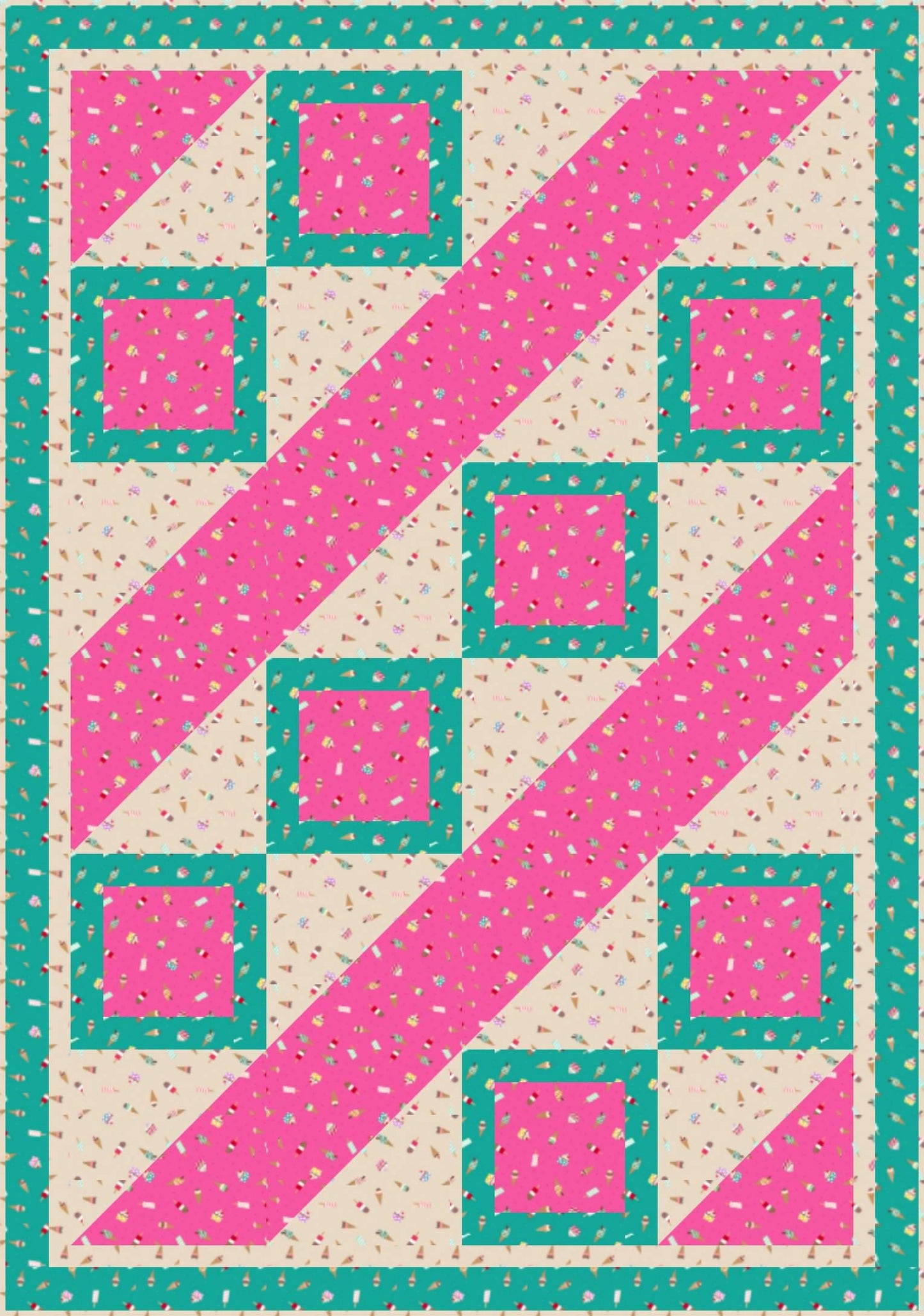 LIMITED EDITION Fabric Cafe Ashford Square Quilt Kit Featuring Lewis & Irene Small Things Sweet Fabric Collection Finished Size: 42.5"x60.5"