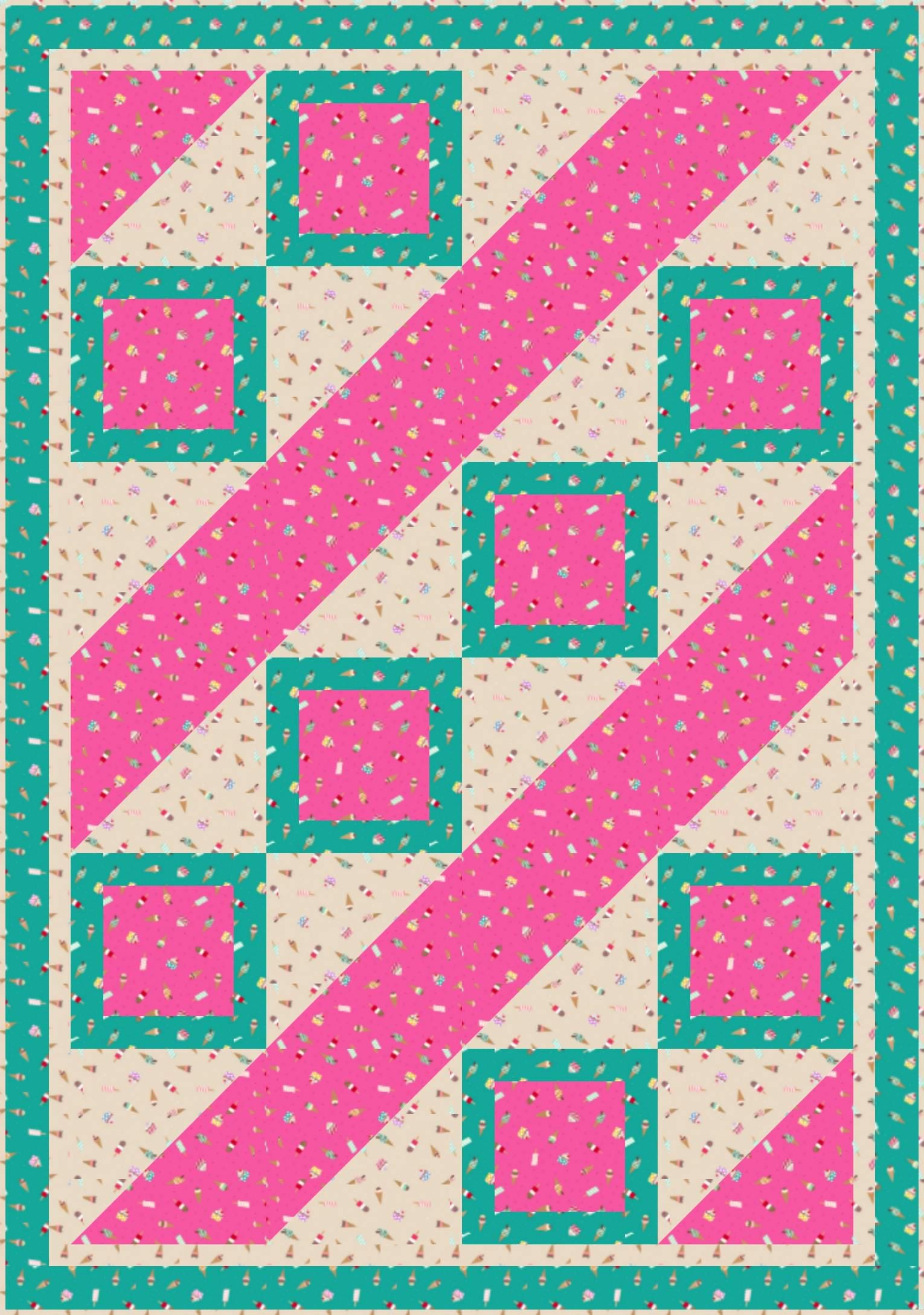 LIMITED EDITION Fabric Cafe Ashford Square Quilt Kit Featuring Lewis & Irene Small Things Sweet Fabric Collection Finished Size: 42.5"x60.5"