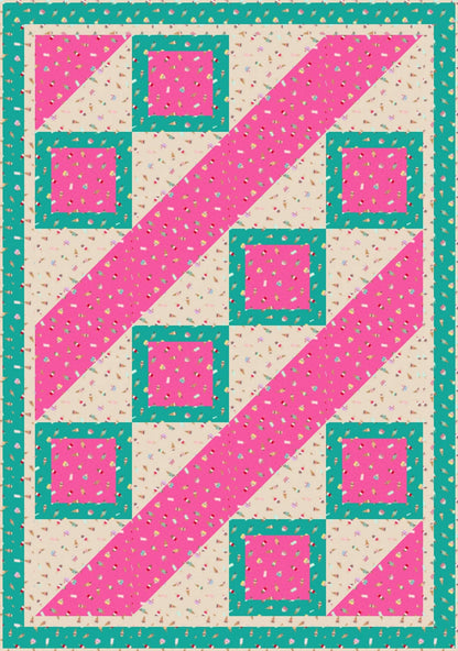 LIMITED EDITION Fabric Cafe Ashford Square Quilt Kit Featuring Lewis & Irene Small Things Sweet Fabric Collection Finished Size: 42.5"x60.5"