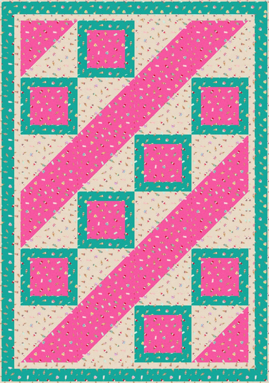LIMITED EDITION Fabric Cafe Ashford Square Quilt Kit Featuring Lewis & Irene Small Things Sweet Fabric Collection Finished Size: 42.5"x60.5"