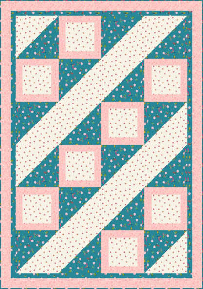 LIMITED EDITION Fabric Cafe Ashford Square Quilt Kit Featuring Lewis & Irene Hibiscus Hummingbird Fabrics Finished Size: 42.5"x60.5"