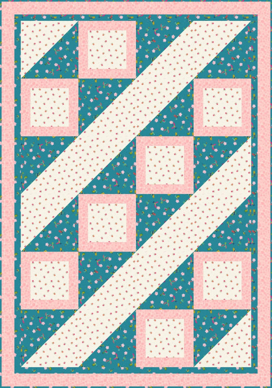LIMITED EDITION Fabric Cafe Ashford Square Quilt Kit Featuring Lewis & Irene Hibiscus Hummingbird Fabrics Finished Size: 42.5"x60.5"