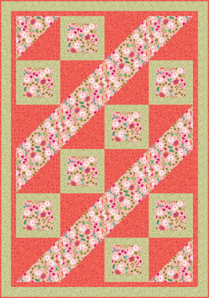 LIMITED EDITION Fabric Cafe Ashford Square Quilt Kit Featuring Lewis & Irene Hibiscus Hummingbird Fabrics Finished Size: 42.5"x60.5"
