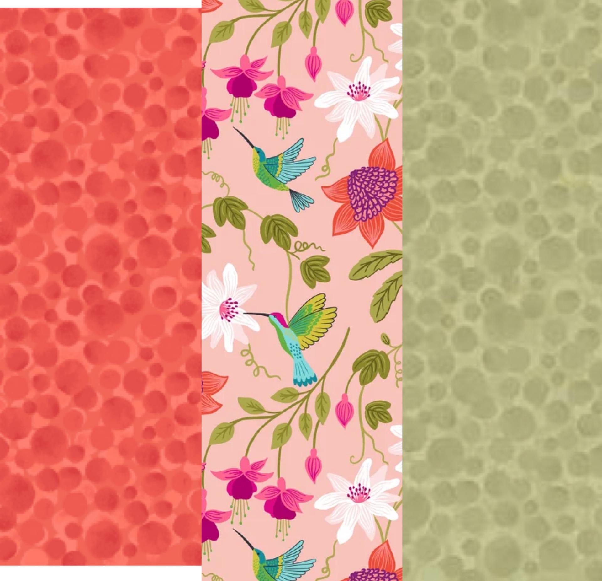 LIMITED EDITION Fabric Cafe Ashford Square Quilt Kit Featuring Lewis & Irene Hibiscus Hummingbird Fabrics Finished Size: 42.5"x60.5"