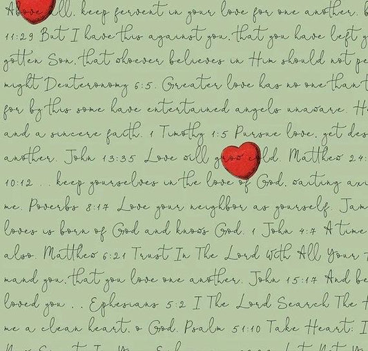 LAST BOLT!! Riley Blake J. Wecker Frisch All My Heart Fabric Collection Love Letters on Green