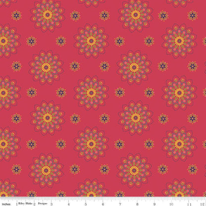 Riley Blake Heather Peterson Market Street Fabric Collection Medallions on Berry Premium 100% Quilt Shop Quality Cotton Fabric